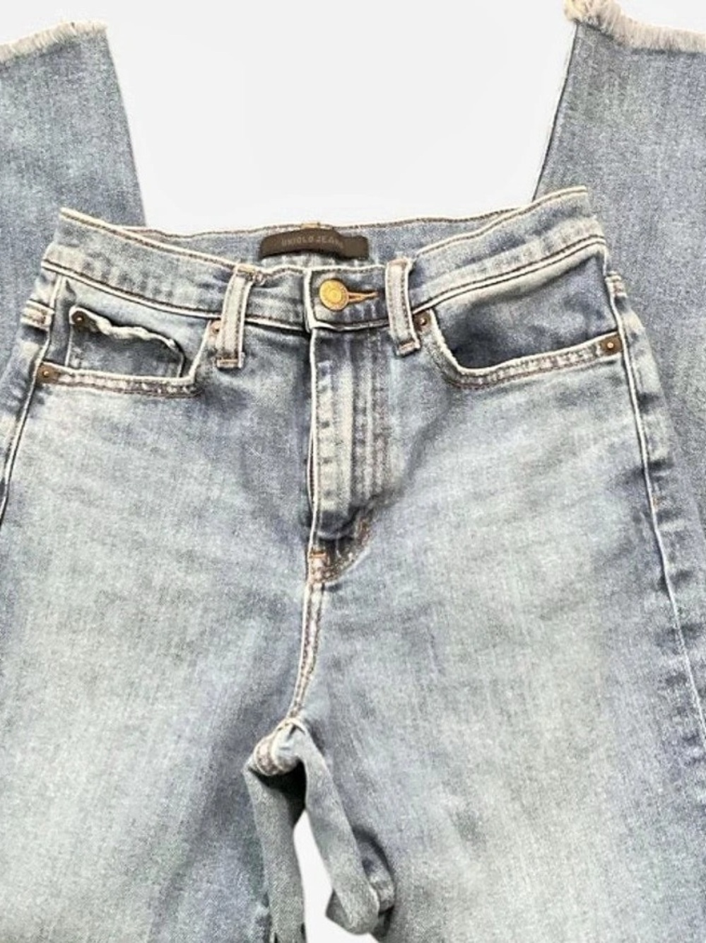 Uniqlo High Rise Straight Jeans Blue Waist 23